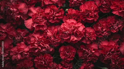 Carnations flowers with red petals Close Up. Natural wallpaper. Spring is here