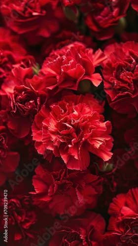 Carnations flowers with red petals Close Up. Natural wallpaper. Spring is here