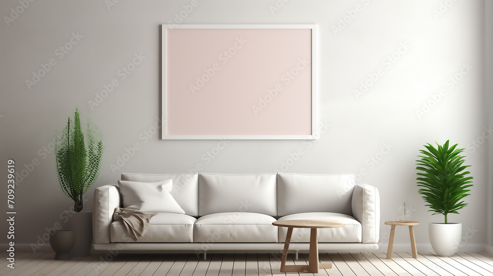 Modern living room with mock-up frame Modern living room with mock-up frame