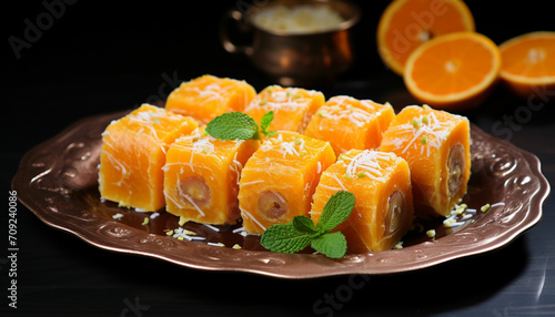orange roll barfi or barfi sweet or mithai