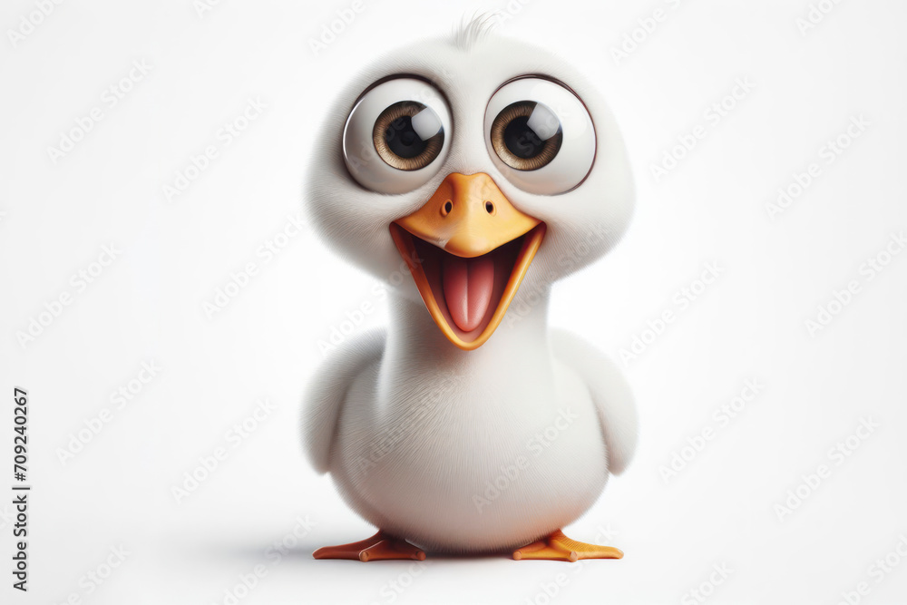 full body Funny Portrait of surprised swan with bulging big eyes on solid white background. ai generative full body Funny Portrait of surprised swan with bulging big eyes on solid white background. ai generative