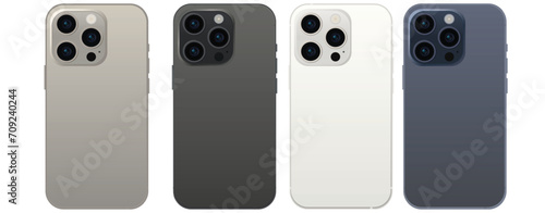 Apple iPhone 15 Pro Max High quality detailed device mockup. mock up iphone 14 or 15 pro max gold, silver, deep purple, space black color, different colors background. Vector illustration