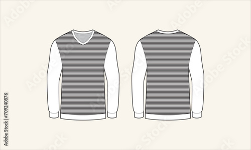 Two Color Stripe V-Neck Men's Sweater Sketch for Tach Pack