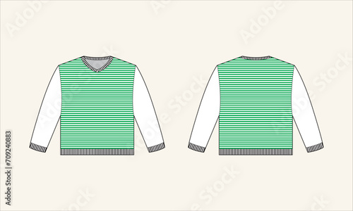 Two Color Stripe V-Neck Kid's Sweater Sketch for Tach Pack