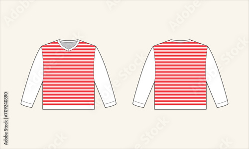 Two Color Stripe V-Neck Kid's Sweater Sketch for Tach Pack