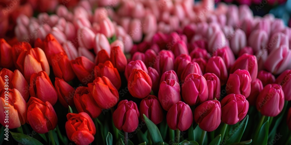 Obraz premium Colorful Array of Tulips in Full Bloom at a Flower Market