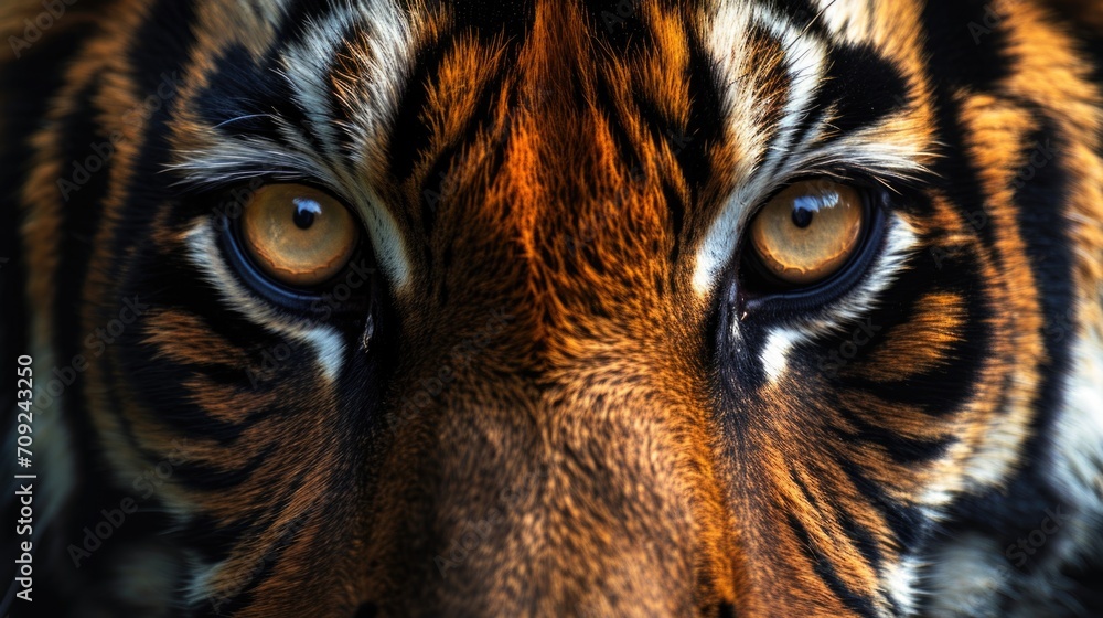 Close-up of a Tiger's Face Highlighting Intense Eyes