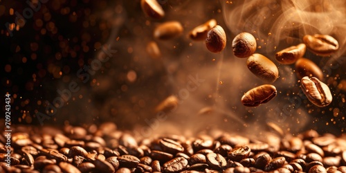 Aromatic Roast: Floating Coffee Beans with Steam