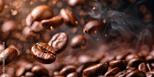 Aromatic Roast: Floating Coffee Beans with Steam