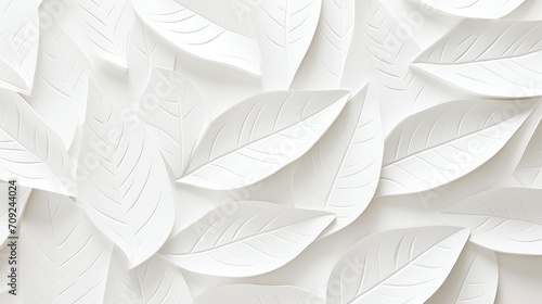 Fototapeta Naklejka Na Ścianę i Meble -  White geometric leaves 3d tiles texture background