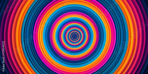 A symmetrical composition of concentric circles in vibrant  contrasting colors. Experiment with different sizes and arrangements to create an optical illusion effect.