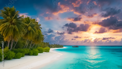 Beautiful beach on an island in the Maldives idyllic