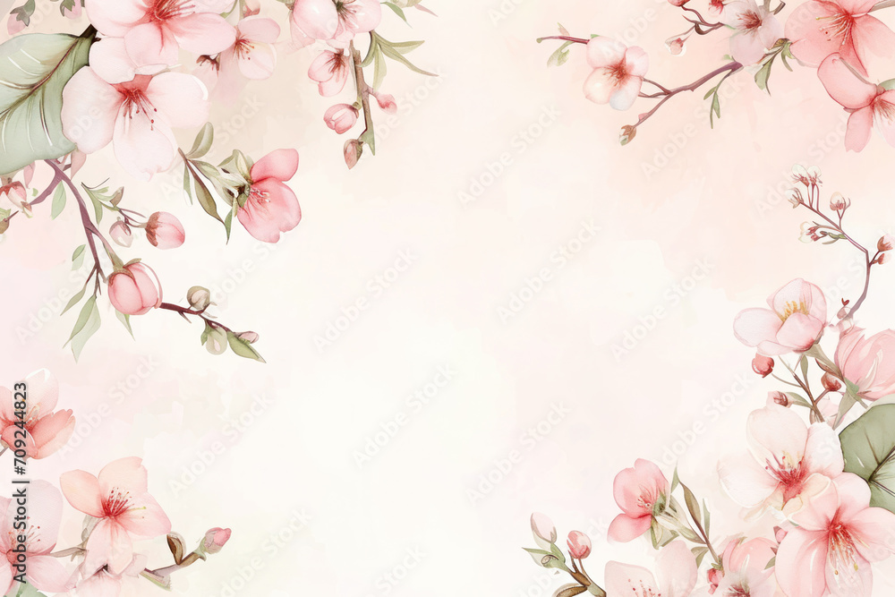 Fototapeta premium Flower frame background with space for text. 