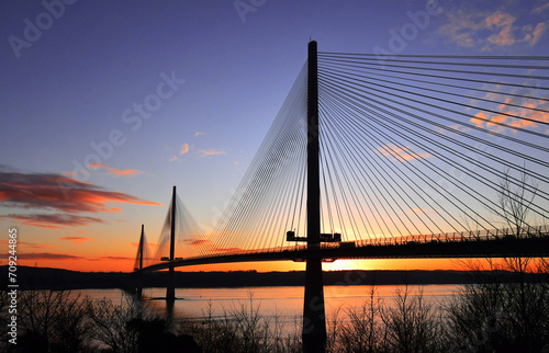 Bridge at sunset with sun behind