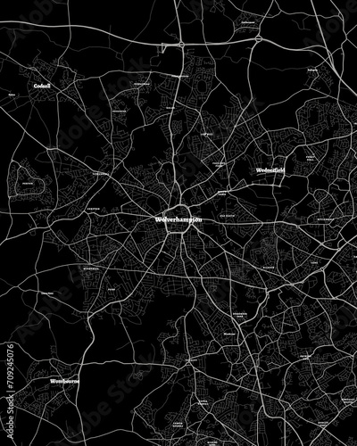 Wolverhampton UK Map, Detailed Dark Map of Wolverhampton UK photo