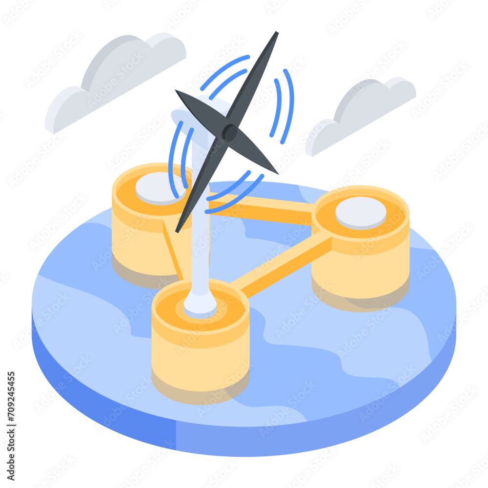 Ready to use isometric icon of wind power Ready to use isometric icon of wind power