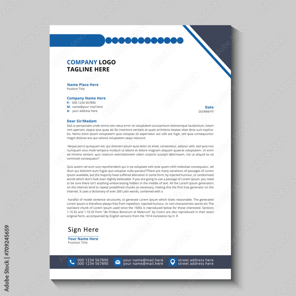 Modern and business letterhead template design Modern and business letterhead template design