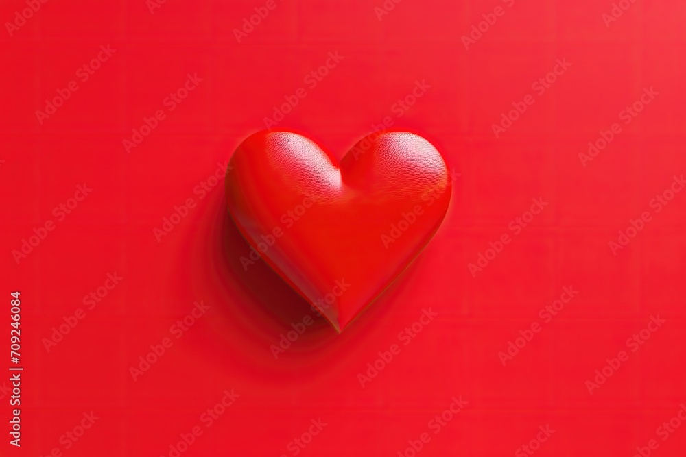 Textured red heart on a monochromatic red backdrop.