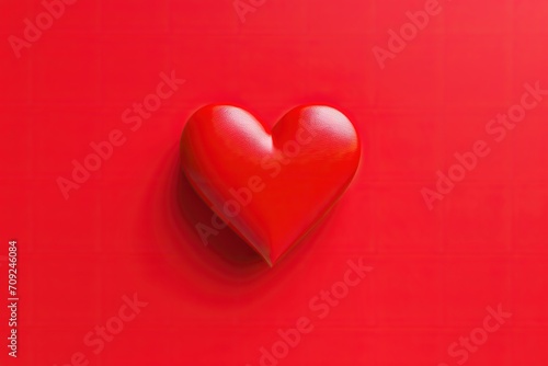 Textured red heart on a monochromatic red backdrop.