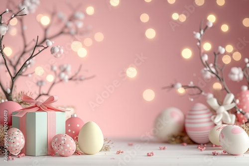 A studio background for product package mockup and food with blank label, Easter festival, Christmas, Light Effect background 