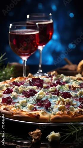 Pizza with beet sauce UHD wallpaper