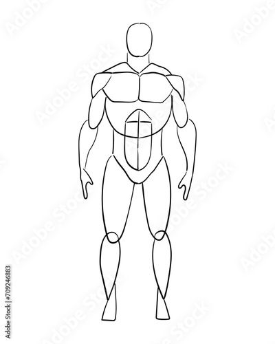 How to draw human superhero mannequin figure. Easy pose drawing. Vector illustration image.