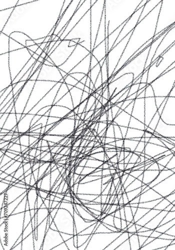 Minimalist random grey scribbles (intersecting irregular lines) on a white vertical canvas. 