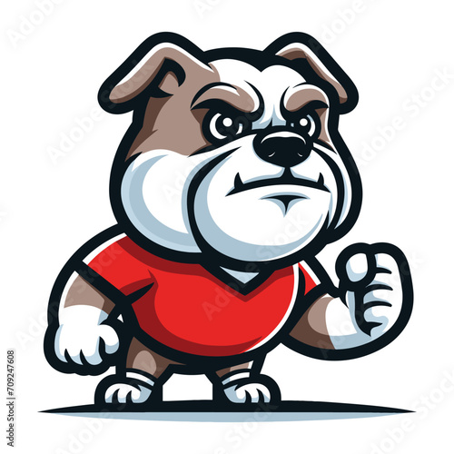 Cute cartoon bulldog puppy mascot character design vector, logo template isolated on white background