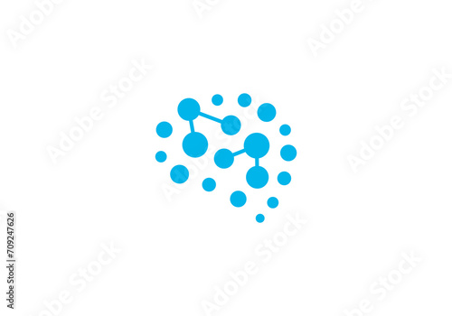 neuron connection logo design, Human brain innovation intelligence icon template	
