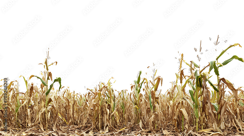 Dry corn stalks on transparent background emg - obrazy, fototapety, plakaty 