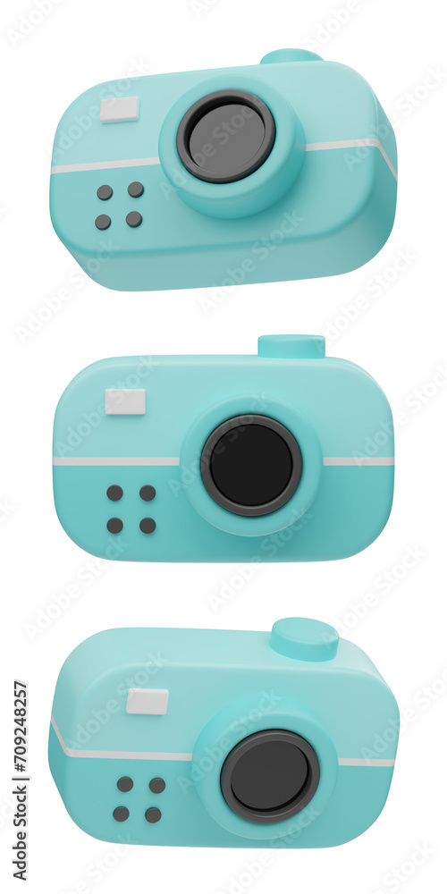 Set of turquoise digital camera with transparent background, PNG, Isolated Set of turquoise digital camera with transparent background, PNG, Isolated