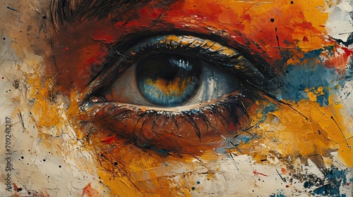 Abstract art of a woman's eye. Generative AI