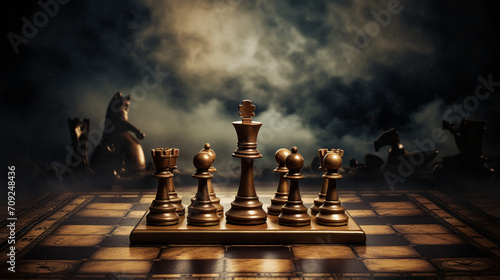 Create an image showcasing a king amd queen on an elegant old world chessboard created with Generative Ai