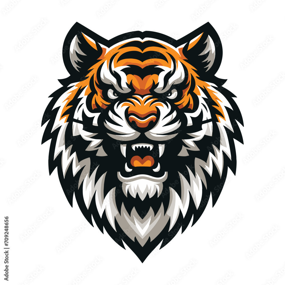 wild animal tiger head face mascot design vector illustration, logo template isolated on white background wild animal tiger head face mascot design vector illustration, logo template isolated on white background