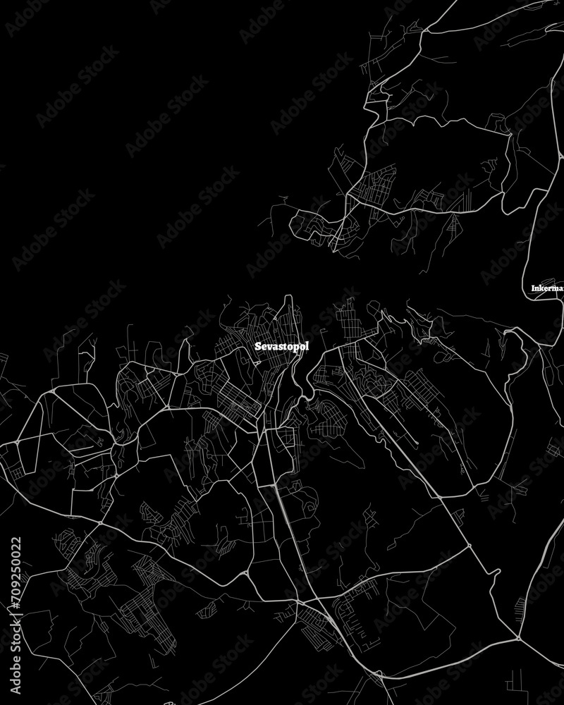 Sevastopol Ukraine Map, Detailed Dark Map of Sevastopol Ukraine