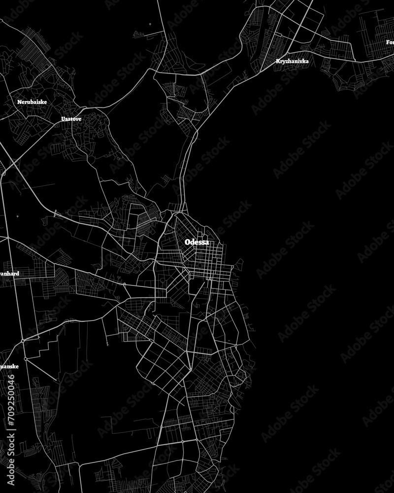 Odessa Ukraine Map, Detailed Dark Map of Odessa Ukraine