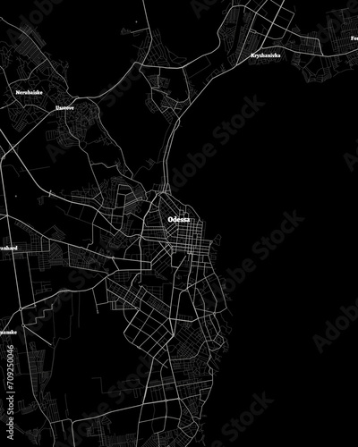 Odessa Ukraine Map, Detailed Dark Map of Odessa Ukraine photo