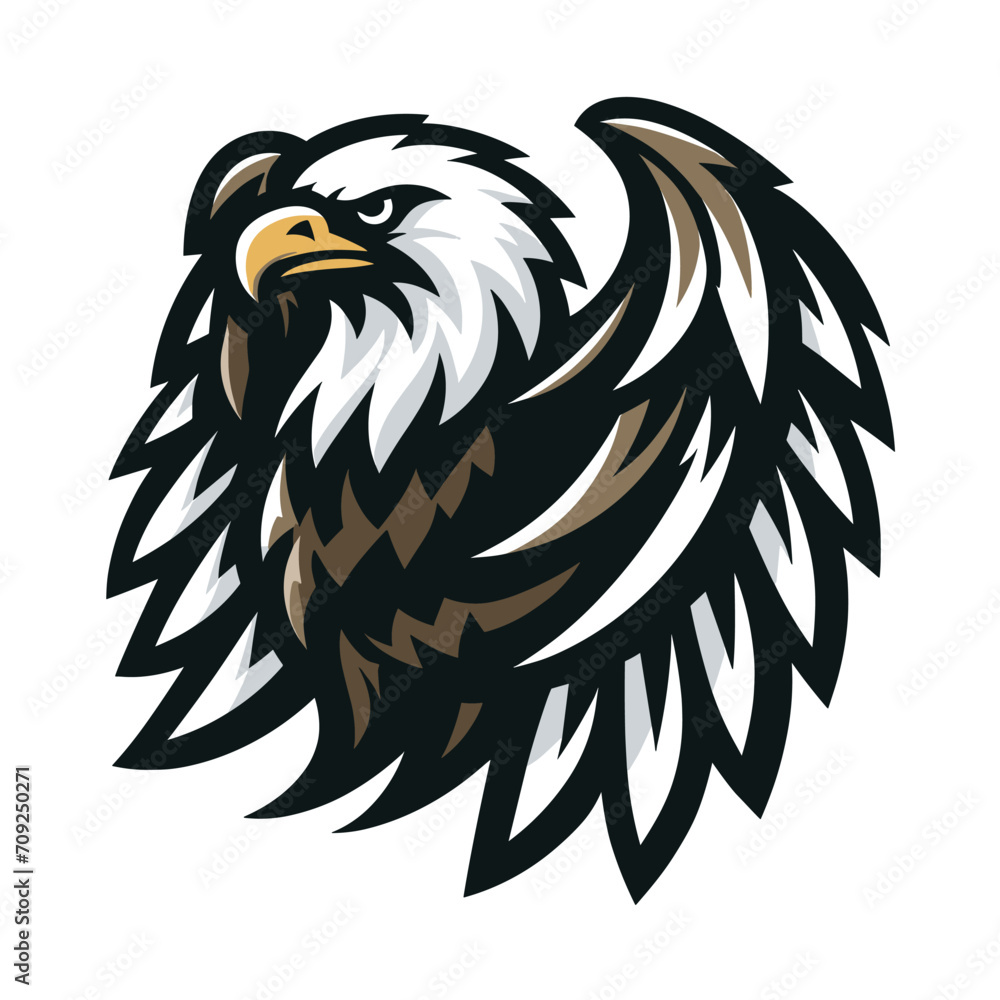 Obraz premium bird eagle hawk logo mascot design vector illustration isolated on white background