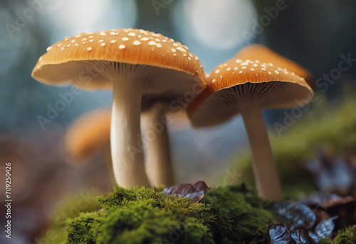 Close-up of poisonous mushrooms found in nature