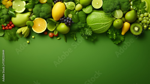 vegetables on the green background
