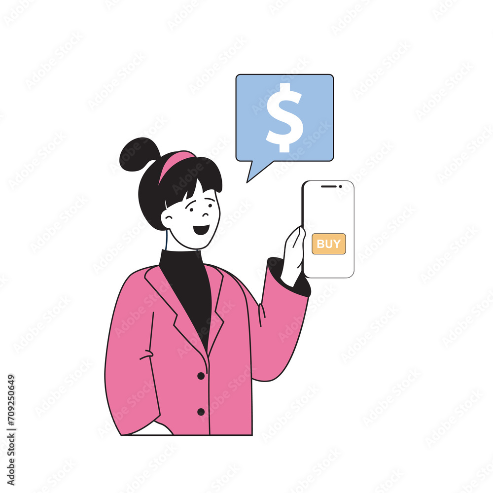Mobile commerce concept with cartoon people in flat design for web. Vector illustration Mobile commerce concept with cartoon people in flat design for web. Vector illustration