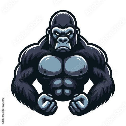 muscle gorilla ape monkey mascot design logo vector illustration isolated on white background