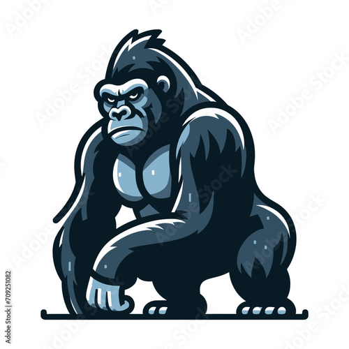muscle gorilla ape monkey mascot design logo vector illustration isolated on white background