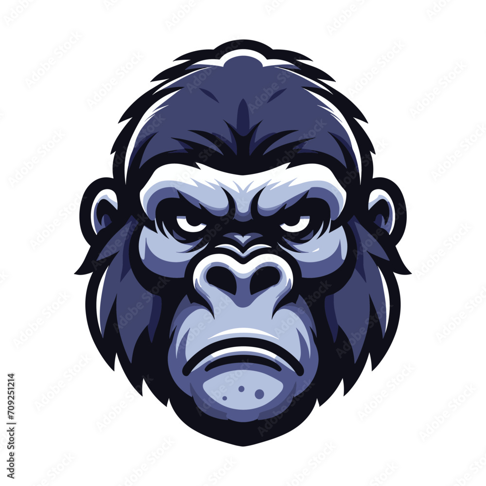Obraz premium gorilla ape monkey head mascot design logo vector illustration isolated on white background