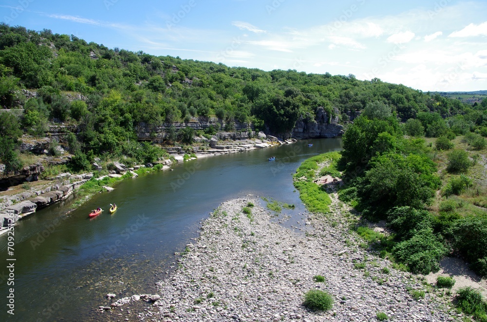 River Ardeche in Balazuc in the South East of France, in Europe