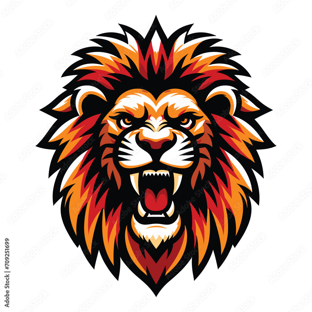 Lion Head Roaring Logo mascot vector illustration, emblem design isolated on white background Lion Head Roaring Logo mascot vector illustration, emblem design isolated on white background