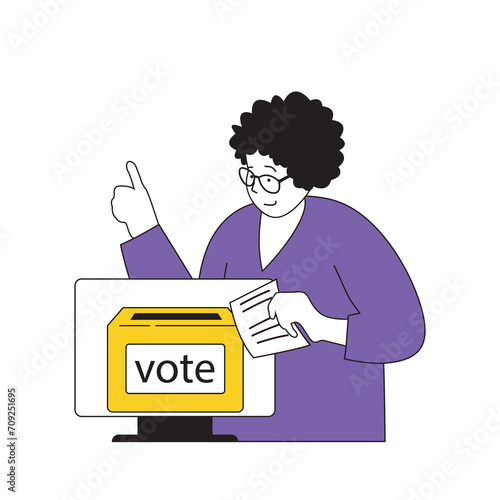 Online voting concept with cartoon people in flat design for web. Vector illustration