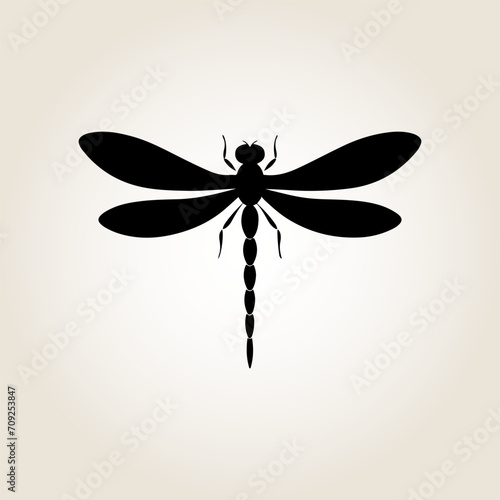 Dragonfly silhouette. Cute dragonfly vector icon and illustration