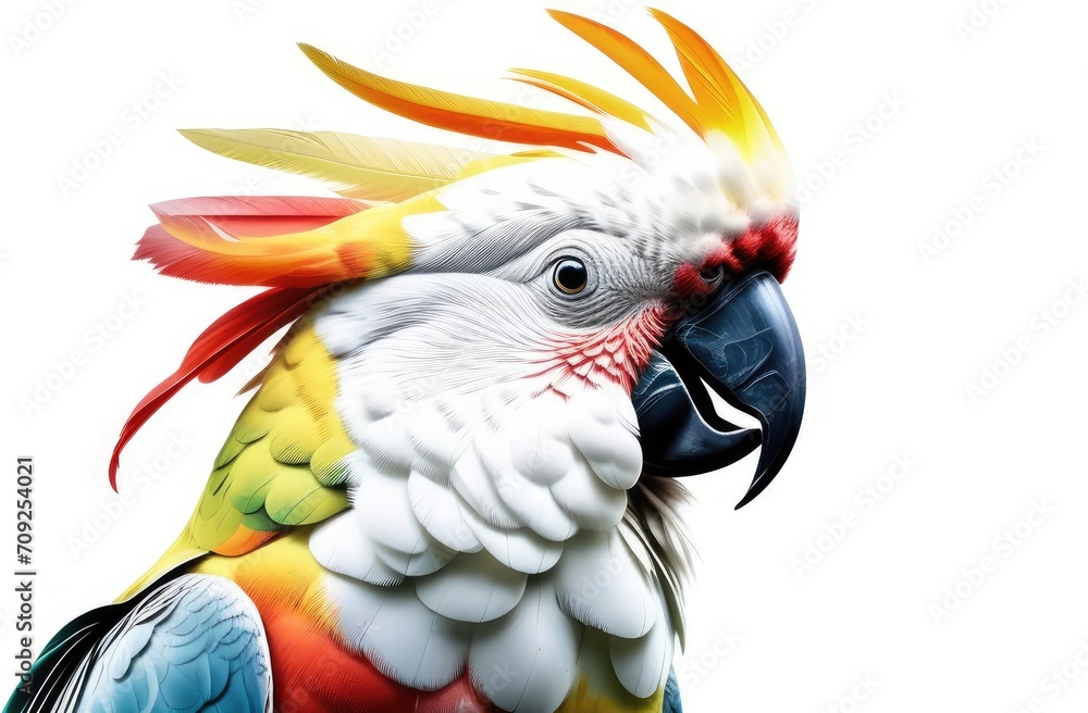 multicolored cockatoo on a white background