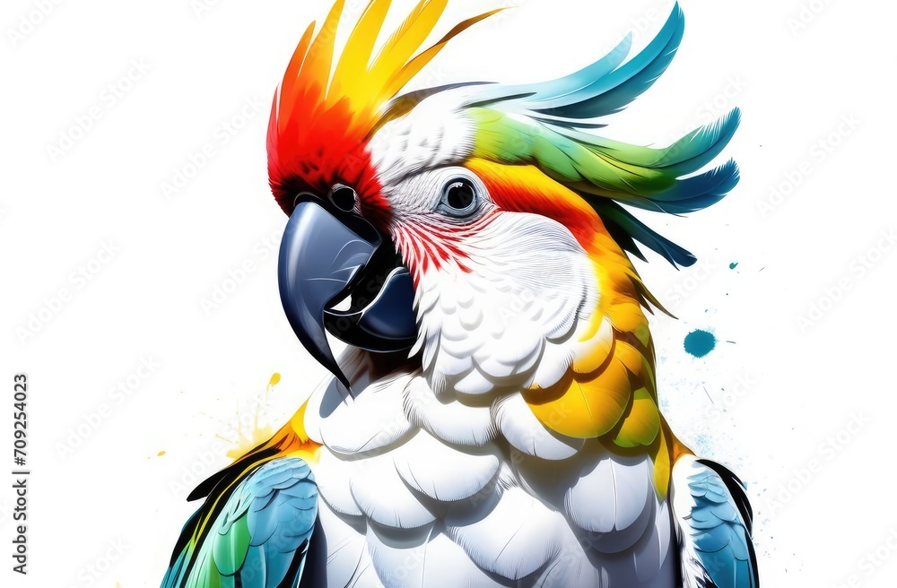 multicolored cockatoo on a white background multicolored cockatoo on a white background